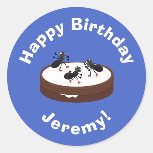 ハッピーアリ氷スケートで滑るオンクッキーマンガ ラウンドシール (正面)