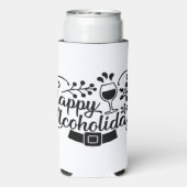 ハッピーアルコホリデイズ |おもしろいクリスマス飲酒おもしろい スリム缶クーラー (Seltzer裏面)