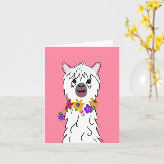 ハッピーアルパカ カード (黄色い花)