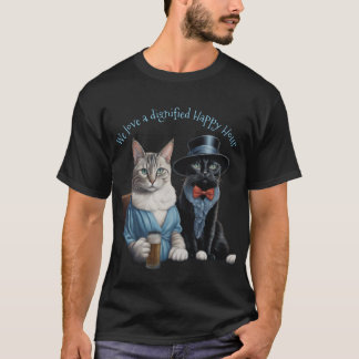 ハッピーアワーに集う2匹の愛らしいおしゃれ猫 Tシャツ
