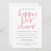 ハッピーアワーのブライズシャワー - コーラル 招待状 (正面/裏面)