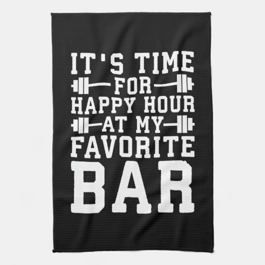 ハッピーアワーアットマイお気に入りのバー – ジム感動的 キッチンタオル (縦)