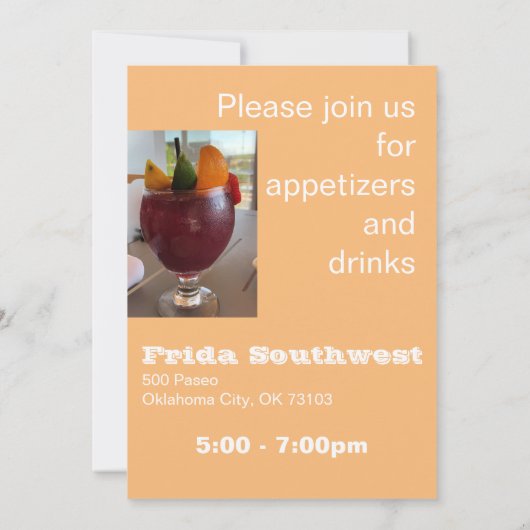 ハッピーアワーアープティザーズ&ドリンクズパーティの招待状 招待状 (裏面)