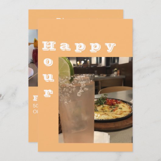 ハッピーアワーアープティザーズ&ドリンクズパーティの招待状 招待状 (正面/裏面)