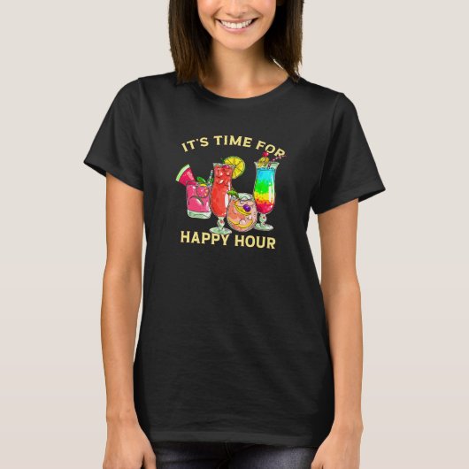 ハッピーアワーカクテルバリスタの時間 Tシャツ (正面)