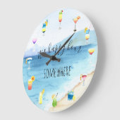 ハッピーアワーサイトロピカルカクテルウォーターカラー ラージ壁時計 (傾斜)