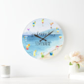 ハッピーアワーサイトロピカルカクテルウォーターカラー ラージ壁時計 (ホーム)