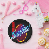 ハッピーアワーネオンサインパーティー紙プレート ペーパープレート (パーティー)