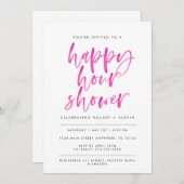 ハッピーアワーブライダルシャワー – ピンク 招待状 (正面/裏面)