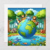 ハッピーアースの日 – グローブグリーンツリー水大陸 シーズンカード (正面/裏面)