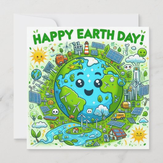 ハッピーアースの日 – グローブグリーンツリー水大陸 シーズンカード (正面)