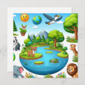 ハッピーアースの日 – グローブグリーンツリー水大陸 シーズンカード (正面/裏面)