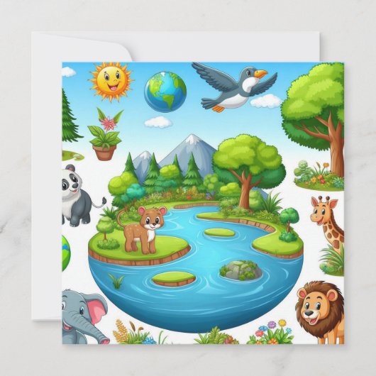 ハッピーアースの日 – グローブグリーンツリー水大陸 シーズンカード (正面)