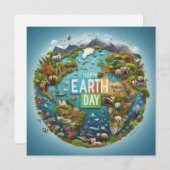 ハッピーアースの日 – グローブグリーンツリー水大陸 シーズンカード (正面/裏面)