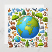 ハッピーアースの日 – グローブグリーンツリー水大陸 シーズンカード (正面/裏面)