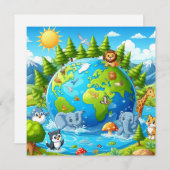 ハッピーアースの日 – グローブグリーンツリー水大陸 シーズンカード (正面/裏面)