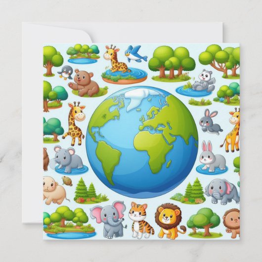 ハッピーアースの日 – グローブグリーンツリー水大陸 シーズンカード (正面)