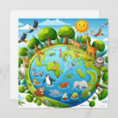 ハッピーアースの日 – グローブグリーンツリー水大陸 シーズンカード (正面/裏面)