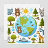 ハッピーアースの日 – グローブグリーンツリー水大陸 シーズンカード (正面/裏面)