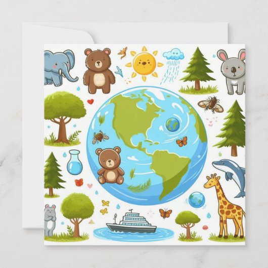 ハッピーアースの日 – グローブグリーンツリー水大陸 シーズンカード (正面)