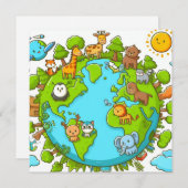 ハッピーアースの日 – グローブグリーンツリー水大陸 シーズンカード (正面/裏面)