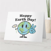 ハッピーアースデイかわいい平和サインの花動揺して カード (正面)