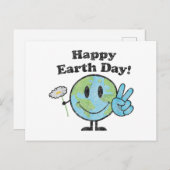 ハッピーアースデイかわいい平和サインの花動揺して シーズンポストカード (正面/裏面)