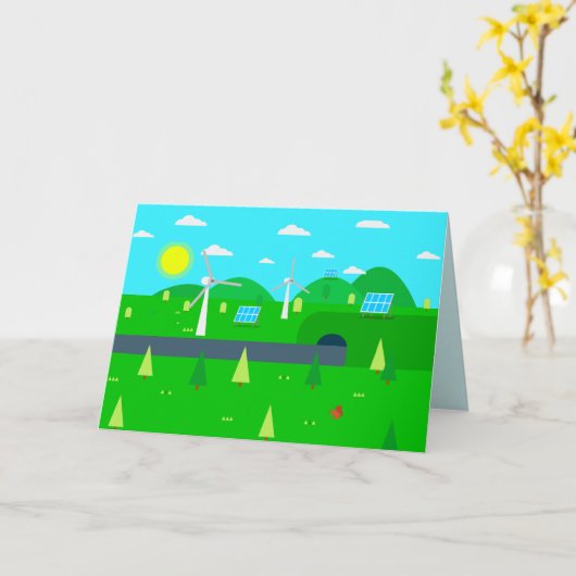 ハッピーアースデイエネルギー地球に優し文字 カード (黄色い花)