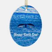 ハッピーアースデイホエールテールブルー海 セラミックオーナメント (右)