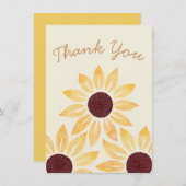 ハッピーイエローウォーター色ひまわり サンキューカード (正面/裏面)