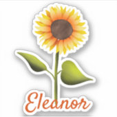 ハッピーイエローオレンジヒマワリパーソナライズされたの名前 シール (正面)