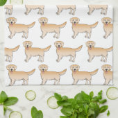 ハッピーイエローゴールデンレトリバー漫画の犬のパターン キッチンタオル (折り畳み)