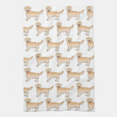 ハッピーイエローゴールデンレトリバー漫画の犬のパターン キッチンタオル (縦)