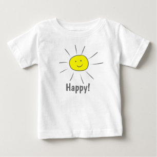 ハッピーイエローサンウィズスマイリーフェイス  ベビーTシャツ