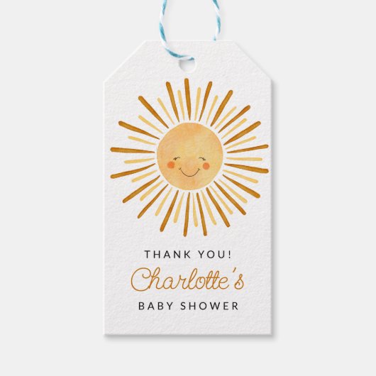 ハッピーイエローサンシャインベビーシャワーありがとう ギフトタグ (正面)