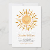 ハッピーイエローサンシャインボホベイビーシャワー 招待状 (正面)
