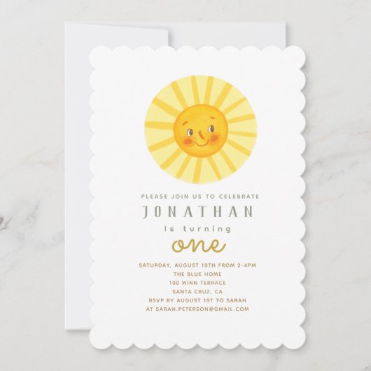 ハッピーイエローサンシャイン誕生日招待状 招待状 (正面)