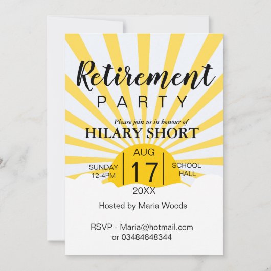 ハッピーイエローサンレイ退職パーティー 招待状 (正面)