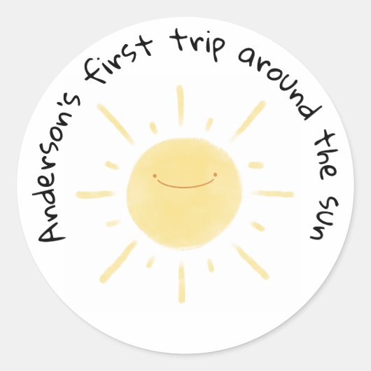 ハッピーイエローサン男女兼用パーティー ラウンドシール (正面)