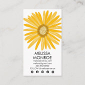 ハッピーイエローデイジー図解入りの、写真付きのソーシャルメディアのアイコン 名刺 (裏面)