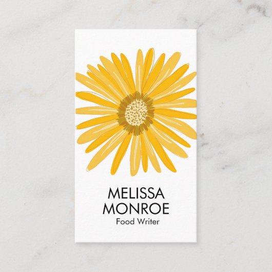 ハッピーイエローデイジー図解入りの、写真付きのソーシャルメディアのアイコン 名刺 (正面)