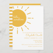 ハッピーイエローハローサンシャインベビーシャワー 招待状 (正面/裏面)