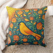 ハッピーイエローバードお洒落アートフォーク旋回 クッション (ブランケット)
