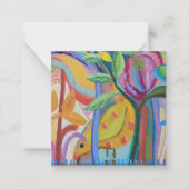 ハッピーイエローバードアート ノートカード (正面)