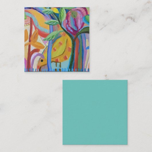 ハッピーイエローバードアート ノートカード (正面/裏面)