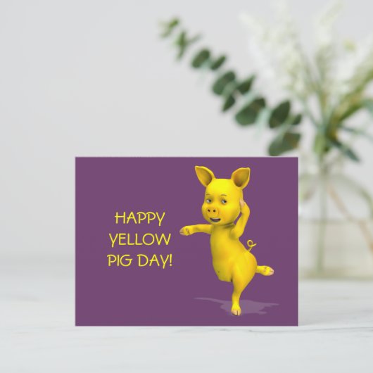 ハッピーイエローピグデイ姿勢 ポストカード (スタンド正面)