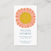 ハッピーイエローピンクデイジーひまわり図解入りの、写真付きの 割引カード (裏面)