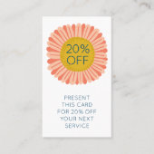 ハッピーイエローピンクデイジーひまわり図解入りの、写真付きの 割引カード (正面)