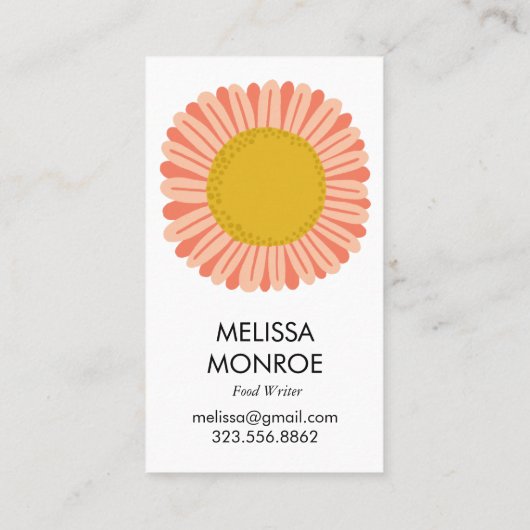 ハッピーイエローピンクデイジーひまわり図解入りの、写真付きの 名刺 (裏面)