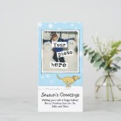 ハッピーイエロー犬 |白いクリスマス |写真 シーズンカード (スタンド正面)